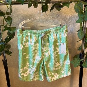 True Grit Outrigger Drawstring Board Shorts, Green/White, Men’s Size XXL